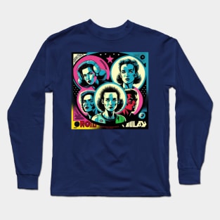 Retro Futurism 1980s Astronauts vs Aliens Long Sleeve T-Shirt